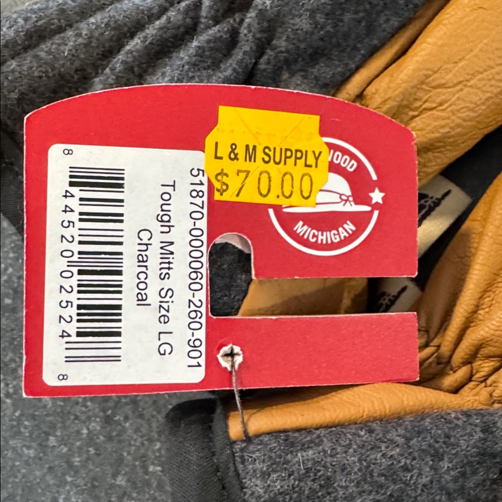 Gray and Tan Stormy Kromer mittens - Picture 3 of 7